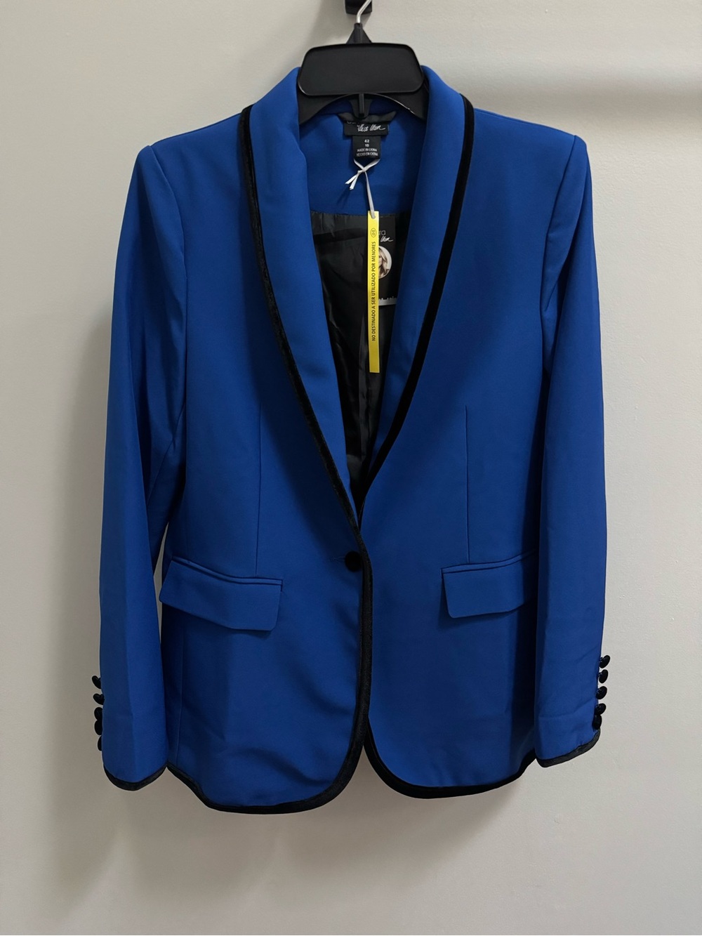 NWT Esmara Heidi Klum Royal Blue Tuxedo Blazer Velvet Trim Size 10